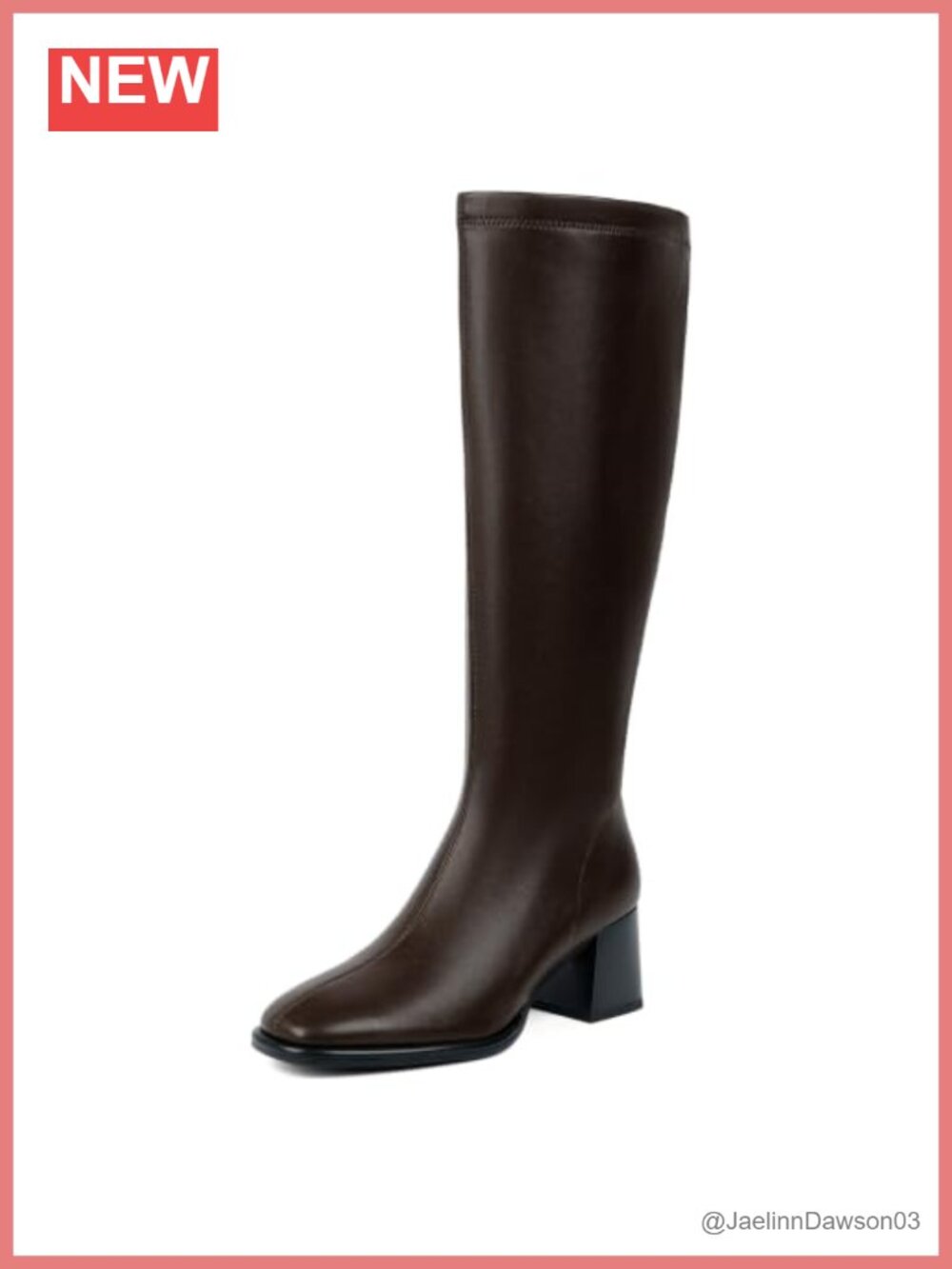Knee High Boots Women Stretchy Chunky Heel Square Toe Tall Boots Faux Leather